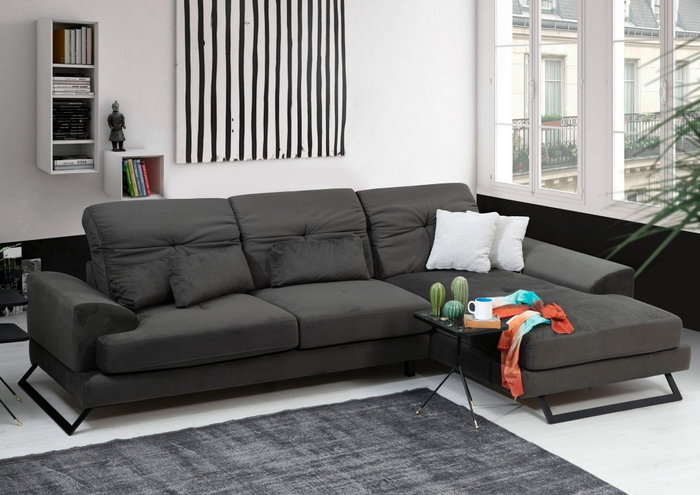 Atelier Del Sofa L3+Chl Sofá Esquinero Derecho, Antracita, 308 cm x 190 cm